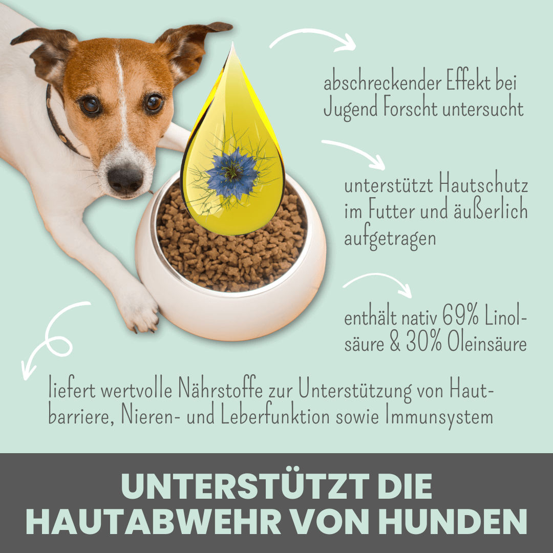 Premium Schwarzkümmelöl natürlich kaltgepresst für Hunde (MHD 9/2025)