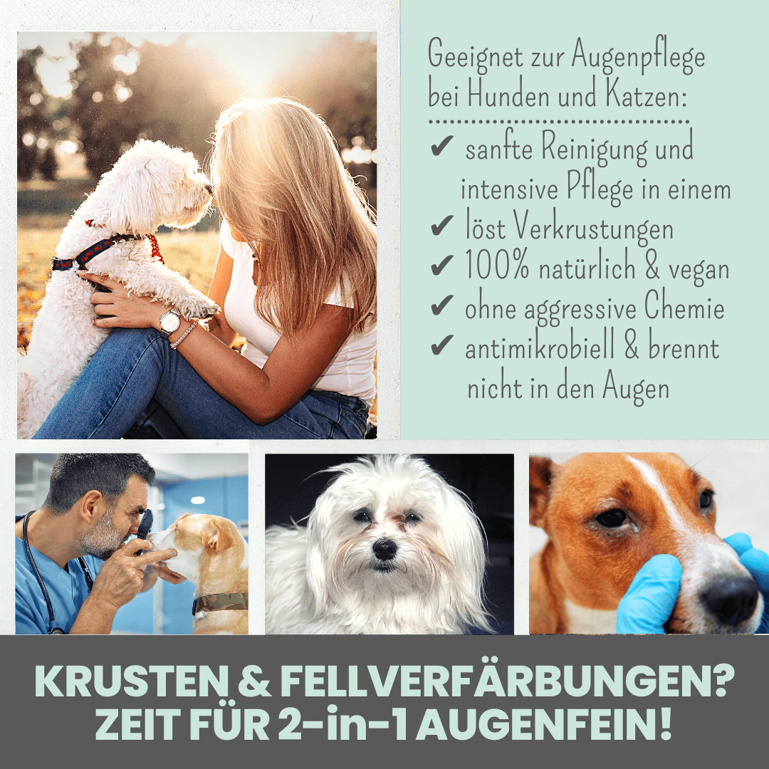 2-in-1 Augenfein Reinigung & Pflege für Hunde & Katzen mit kolloidalem Silber