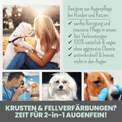 2-in-1 Augenfein Reinigung & Pflege für Hunde & Katzen mit kolloidalem Silber