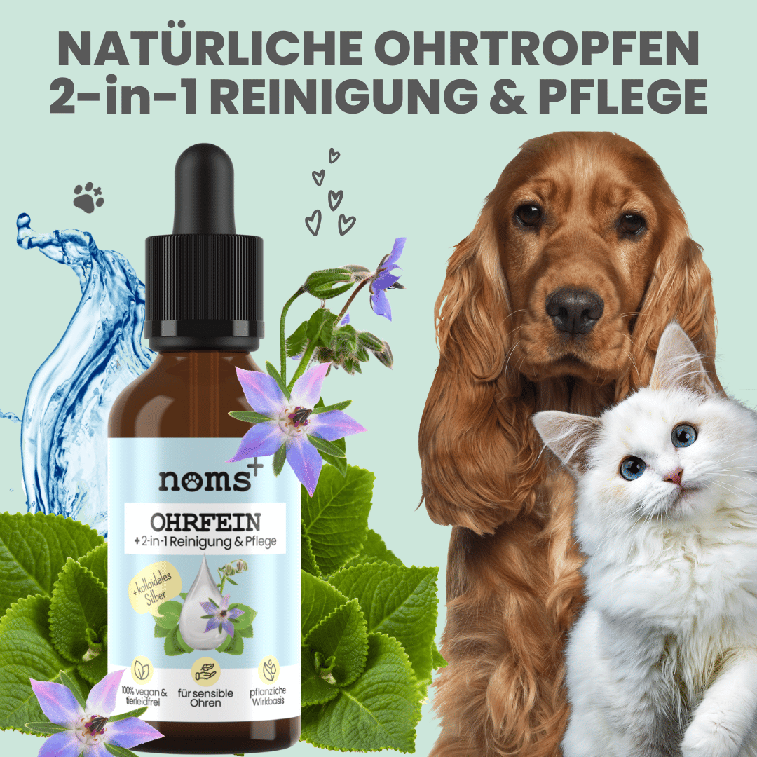 2-in-1 Ohrfein Reinigung & Pflege für Hunde & Katzen mit kolloidalem Silber