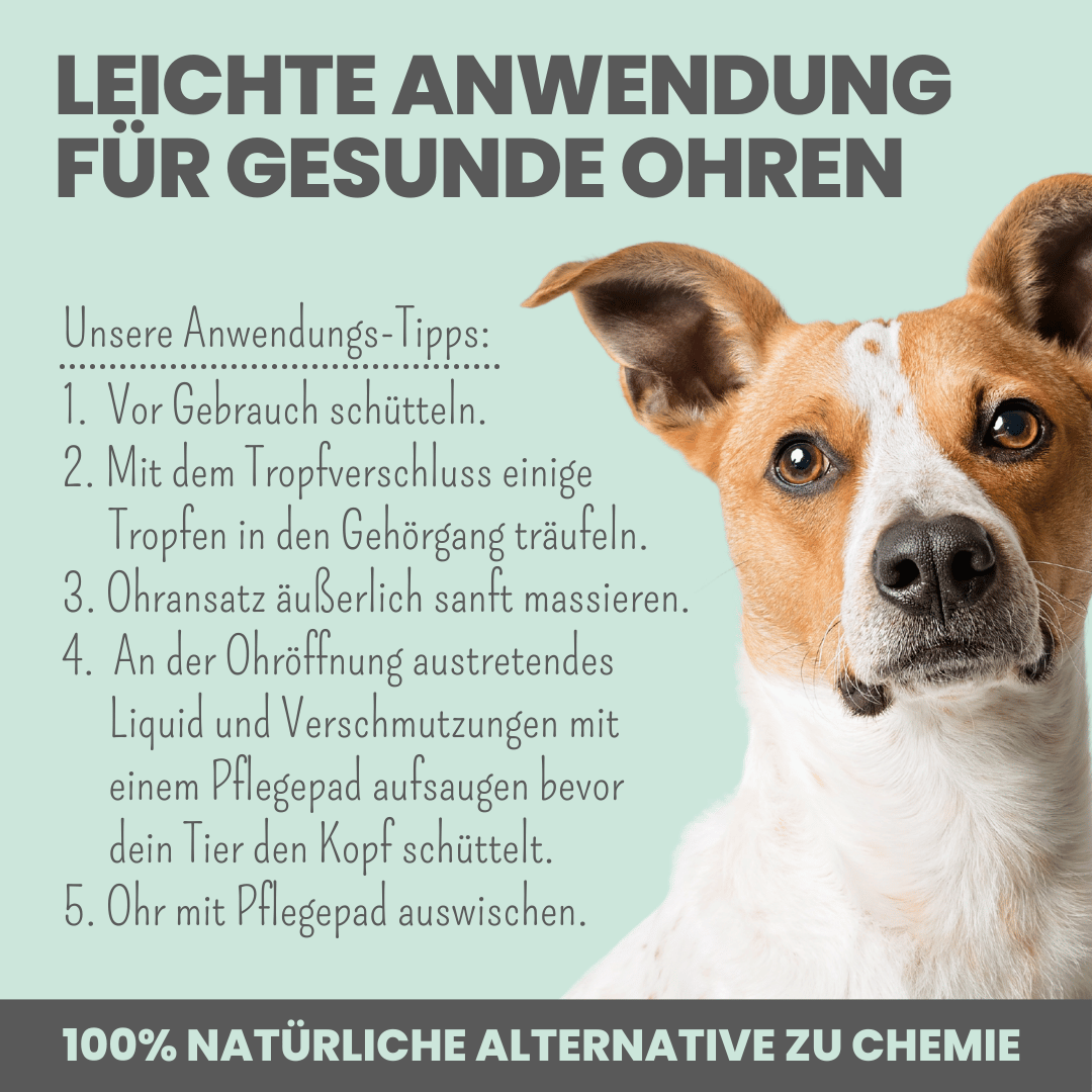 2-in-1 Ohrfein Reinigung & Pflege für Hunde & Katzen mit kolloidalem Silber