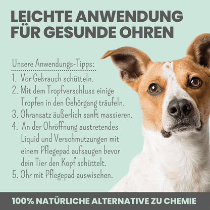 2-in-1 Ohrfein Reinigung & Pflege für Hunde & Katzen mit kolloidalem Silber