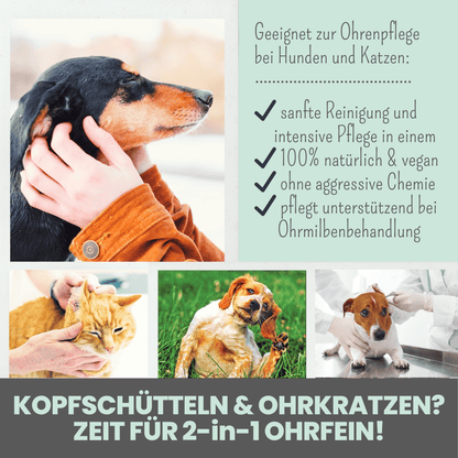 2-in-1 Ohrfein Reinigung & Pflege für Hunde & Katzen mit kolloidalem Silber
